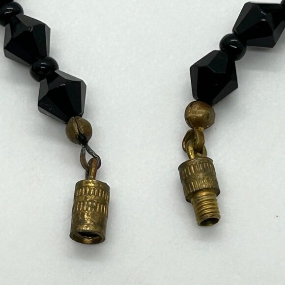 Antique Black Glass Beaded Necklace, 50 inches early 1900s  Flapper Length - Picture 10 of 13